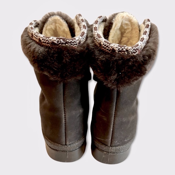 Vintage 70s Snowland Scandinavian Suede and Faux Fur Winter Snow Boots Sz 7 - Picture 3 of 8